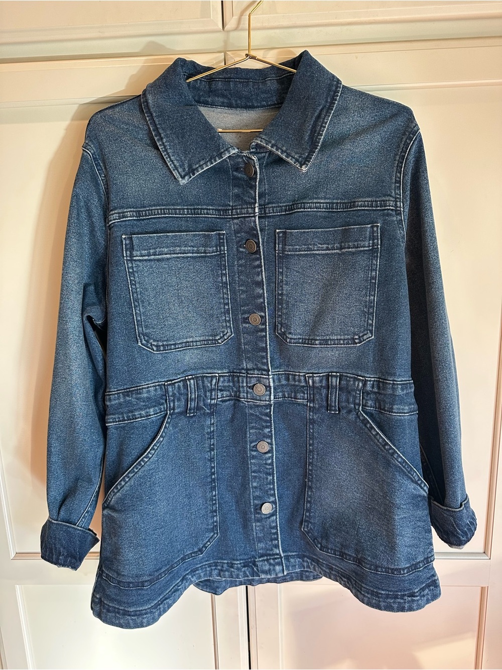 Women’s Blue Denim Jacket with Patch Pockets